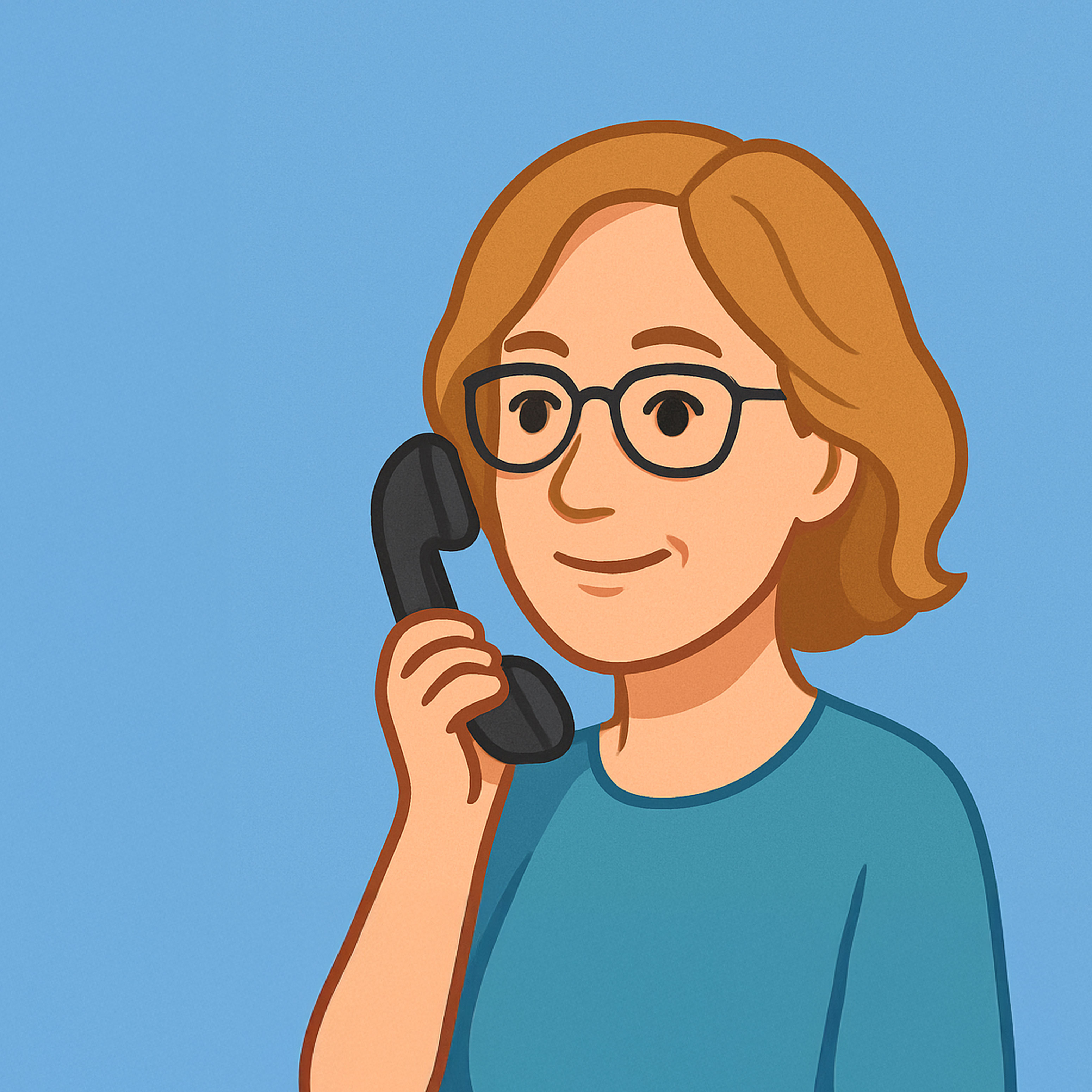 Zeichnung einer Frau mit Telefonhörer in der Hand